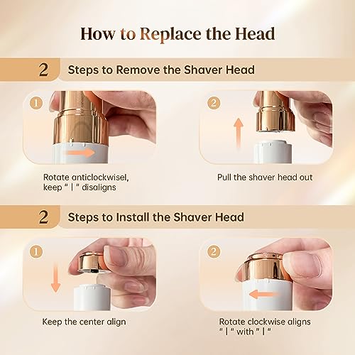 Facial Hair Remover for Women, 2-in-1 Epilator for Women with LED Light, Waterproof Mini Portable Lipstick Design, Electric Epilators Painless Lady Shavers for Face, Bikini Area, Lip, Chin, Leg, Arms - Image 5