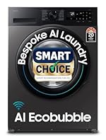 Samsung Smart Choice 12 kg, 5star, AI Ecobubble, Super Speed, Wi-Fi, Hygiene Steam with Inbuilt Heater, Digital Inverter, Fully-Automatic Front Load Washing Machine (WW12DG5B24AXTL, Inox)