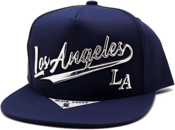 Los Angeles New Basic City LA Tailsweeper Leather Tone Blue Era Snapback Hat Cap - Image 2
