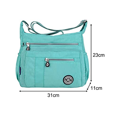 Sac nylon léger grande capacité vert avec compartiments internes et fermeture zippée - 3
