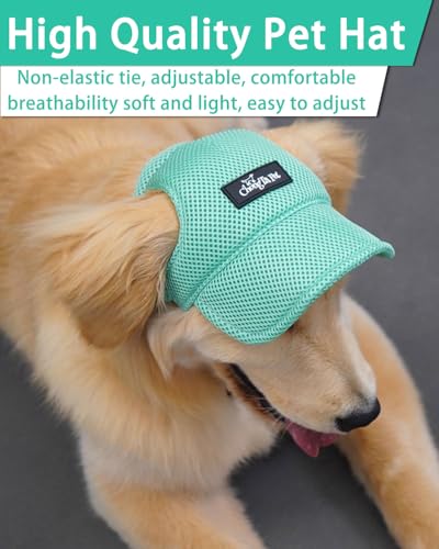 BPTRKOM 1 Stück Hunde-Basecap mit verstellbarem Sonnenschutz - Baseballmütze mit speziellen Ohrlöchern für alle Hundegrößen - Atmungsaktives UV-Schutz-Design (Größe: M, Farbe: Grün)