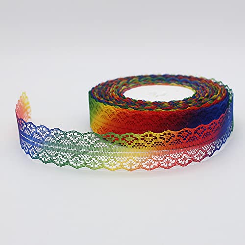 Ancoo 25 Yards Gradient Color Wide Floral Pattern Fabric Lace Ribbon By The Roll For Wedding Decorating, Sewing, Hair Bow Making, Gift Wrapping, Mixed Color #TOP4