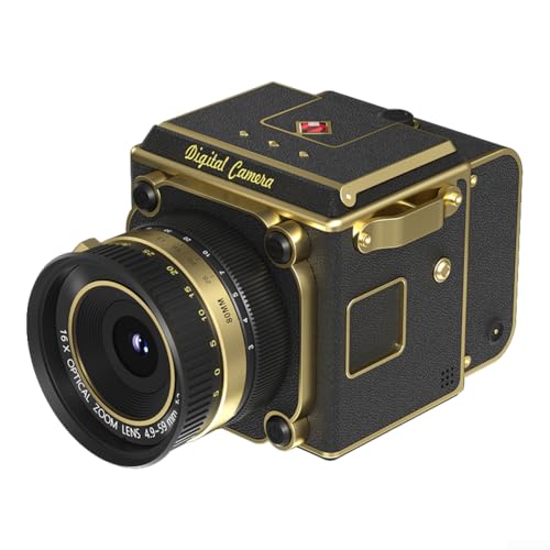Cámara digital retro 64MP 4K grabación de vídeo compacta vintage cámara con enfoque automático para fotografía y vlogging – Fácilmente portátil para principiantes y usuarios experimentados (negro)