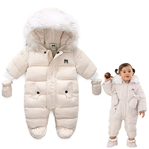 XIFAMNIY Baby Winter Snowsuit Coat Romper Outwear Hooded Footie Toddler…