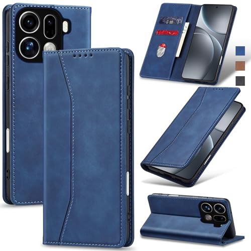 Image of Jasonyu Cover for OPPO Find X9 Pro Flip PU Leather Case, Wallet Book Cover, Stand Function, Magnetic, Card Slots, TPU Bumper Case (Blue)
