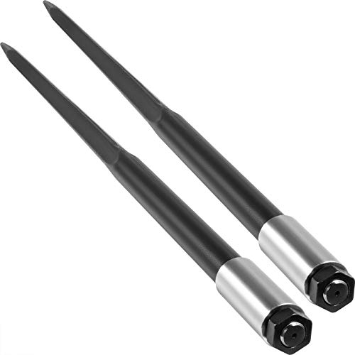VEVOR Hay Spear Spears 49 Hay Bale Spear Spike 4000 lbs Capacity Quick Attach Square Hay Bale Spears 2 Pics Black Bale Forks Bale Hay Spike with Hex Nut & Sleeve for Buckets Tractors Loaders