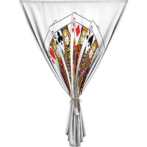 Self Adhesive Portable Blackout Curtains, Queen Room Darkening Curtains, Queens Poker Set Faces Hearts and Spades Gambling Theme Print Temporary Blackout Blinds,59W x72L Inches, for Kids Bedroom