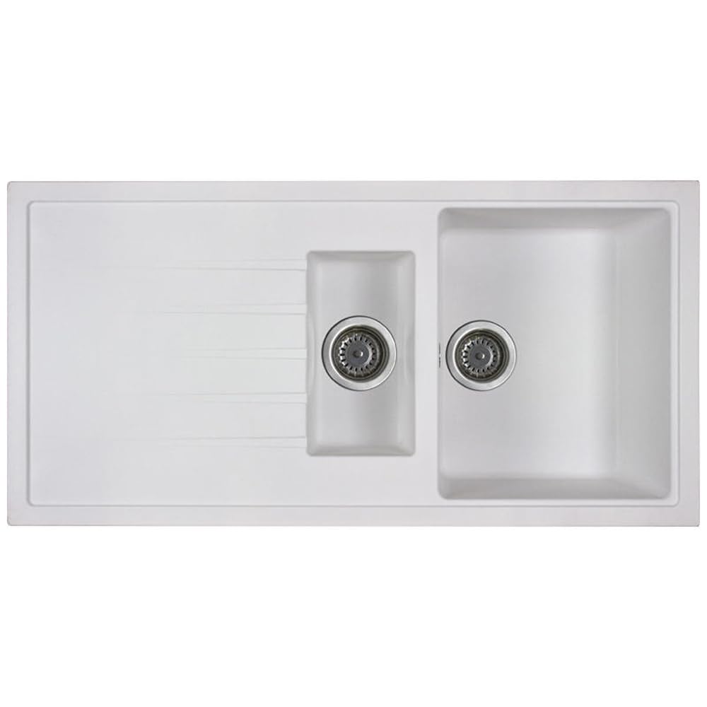 Astini Gianni 1.5 Bowl Granite White Kitchen Sink & Waste