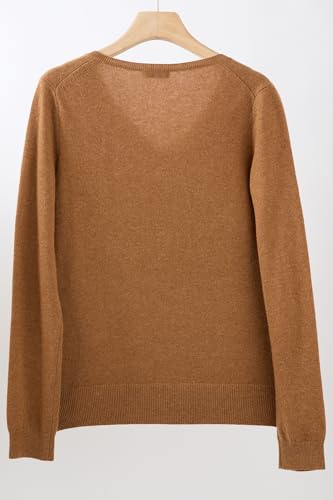 Image of JENNIE LIU Women's 100% Pure Cashmere Long Sleeve Pullover V Neck Sweater