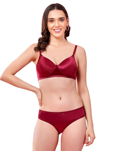 Image of Women's Seamless Non-Padded Wirefree Bra with Mid-Rise Bikini Panty Set | Soft Stretch Everyday Comfort Lingerie Set