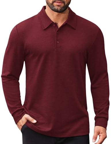 COOFANDY Polo para Hombre de Manga Larga Camisa Casual con Cuello para Oficina y Golf Ligera y con Botones miniatura 1