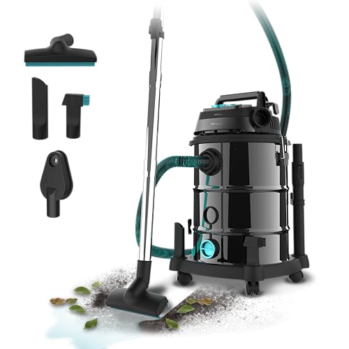 Cecotec Aspirador de Sólidos y Líquidos de Metal con Cable de 30L Conga Rockstar Wet & Dry Steel Pro Tool Neo. 1600W, Aspirador y Soplador, Incluye Enchufe para Herramientas, 3 Accesorios