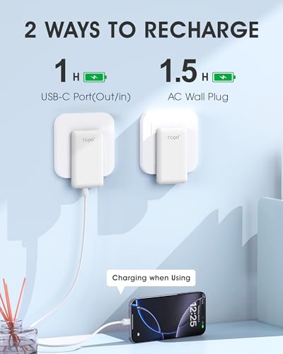 TG90° Portable Charger with AC Plug and Cables,5000mAh Slim Power Bank USB C Battery Pack,3 Outputs USB-C Fast Charging, Pocket Friendly Battery Travel Charger Compatible with iPhone Android Devices2