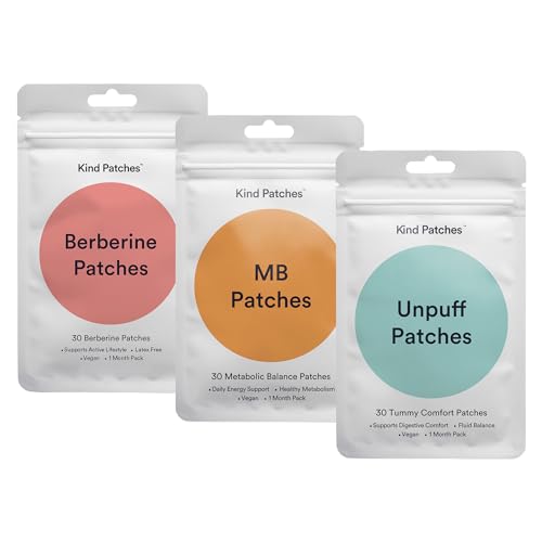 Kind Patches Trio - Unpuff MB and Berberine Patches - Vegan Cruelty Free Latex Free - 3 Pack 90 Count