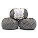 100% Baby Alpaca Yarn Wool Set of 3 Skeins Worsted Weight (Soft Gray)