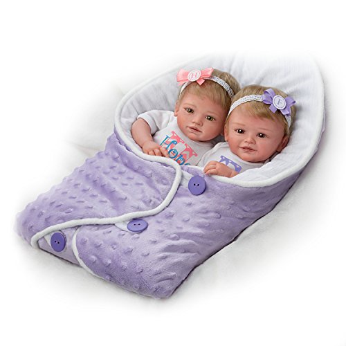 The Ashton - Drake Galleries Mayra Garza Lifelike Poseable Twin Baby Doll Set with Baby Bunting