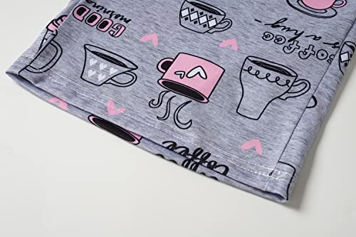 Yijiu Women Short Sleeve Pajama Set Tops With Capri Pants Coffee Print 2 Piece Sleepwear Pj Set,Coffee,S #TOP6