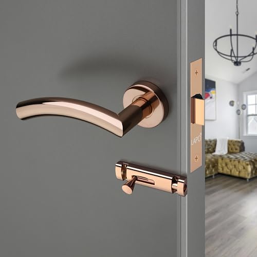 Image of LAPO Privacy Lock Set for Bathroom | 45x45mm Lock Body | Brass Latch | Suitable for 30-50mm Door | Non-Keyed Operation | Rose Gold Finish | Dual Side Support | Quick Fitting | 3 Year Warranty | CMH-5T