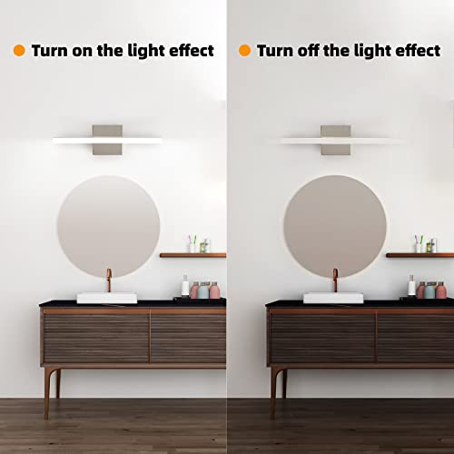 Image of Modern LED Vanity Lights for Bathroom 1 Pack 16IN 9W Daylight White Chrome Bathroom Light Fixtures Lights Over Mirror Vanity Lighting Fixtures Vanity Light