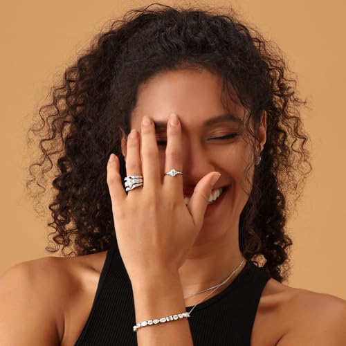 SAVEARTH DIAMONDS Marquise & Round Cut Lab Created Moissanite Wedding Bridal Ring Set In 14K Gold Plated 925 Sterling Silver For Women (Color : G-H, Clarity : VVS1, 3.00 Cttw)4