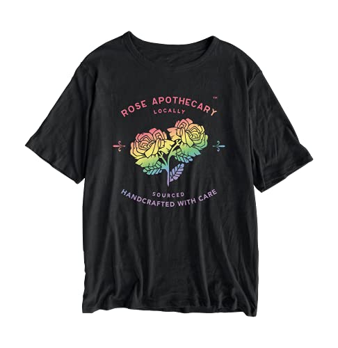 Schitt's Creek Men's and Women's Short Sleeve Graphic Tee Shirt Top Unisex Clothing (Black Rainbow Rose, Large) Schitt's Creek Men's and Women's Short Sleeve Graphic Tee Shirt Top Unisex Clothing (Black Rainbow Rose, Large)