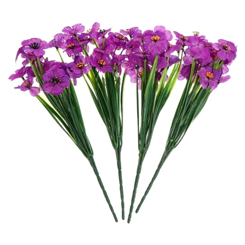 Alipis Simulated Violet Flowers 4Pcs Faux Purple Floral Arrangement Decor for Wedding Home Office Table Setting Realistic Artificial Violets Ornaments