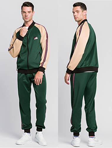 Pasok Men's Tracksuits 2 Piece Set Outfit Full Zip Jogging Sweatsuits Activewear Sport Suit Army Green 2Xl #TOP4