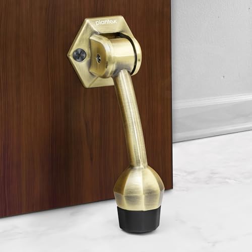 Image of Plantex Door Stopper for Main Door /5-Inch Stopper with Rubber Grip /Stoppers for Wooden Door /Stops for Door - Pack of 1 (Brass Antique)