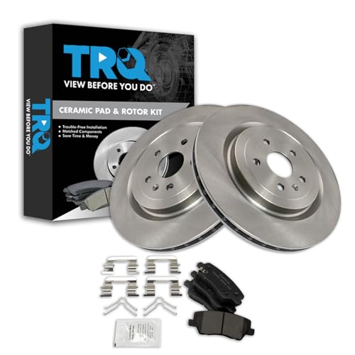 Image of TRQ Rear Brake Pad and Rotor Set Ceramic Compatible with 2016-2018 Cadillac CTS