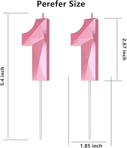 Miniatura 175 de Velas de cumpleaños con número (4 velas rojas) 3D con forma de diamante número Happy Birthday Cake Velas para fiesta de cumpleaños, boda, decoración