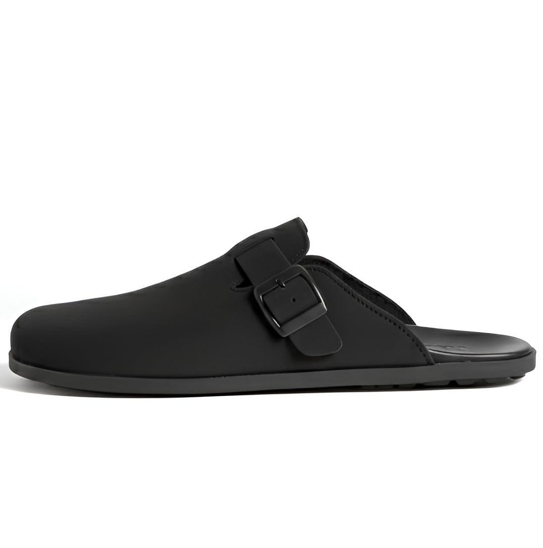 Men's Black Suede Leather Clogs Sandals – Comfortable Slip-On Flat Sole Casual Summer Outdoor Footwear-image-22