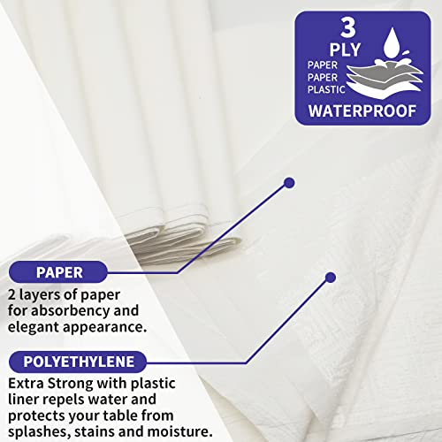 [6 Pack] White Paper Tablecloth Disposable for Rectangle Tables, 54 X 108 Inch Party Table Cover with Plastic Backing, Waterproof 3 Ply Table Cloth for Wedding Spring Easter Outdoor Picnic BBQ by Dozobeede - Image 4