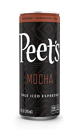 Peet's True Iced Espresso Variety: Mocha, Vanilla Latte, Black and White, Caramel Macchiato 8 ounce (Pack of 12)