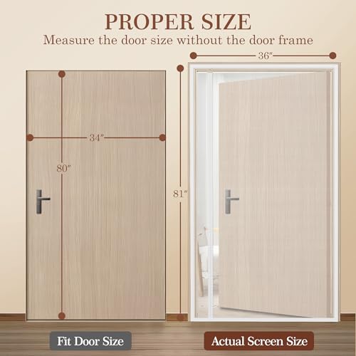 Yotache White Reversible Left Right Side Opening Screen Doors with Magnets Fits Door Size 34 x 80, Reinforced Sewing Magnetic Mesh, Actual Screen Size 36" x 81" by yotache - Image 2