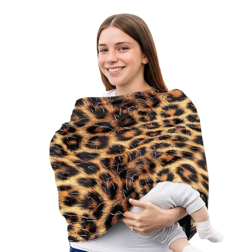 Image of Forchrinse Wild Leopard Print Car Seat Canopy for Babies Girls Infant Carrier Cover Breathable Nursing Breastfeeding Cover Stroller Cover Easy Install