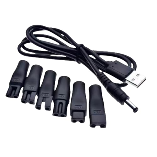 myfole 5V Charger USB Adapter Cable Set for Electric Hair Clippers, Beard Trimmers, Shavers, Beauty
