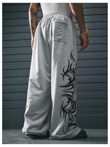 Men's Baggy Sweatpants Graphic Drawstring Waist Wide Leg Sweatpants Athletic Pants Joggers Trendy3