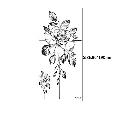 Beiling 16 Sheets Sexy Temporary Tattoos Stickers Large Black Water Transfer Tattoos Stickers Women Men Long Lasting Waterproof Rose Flowers Body Decorative Tattoos Mystery Fake Tattoos thumb #4