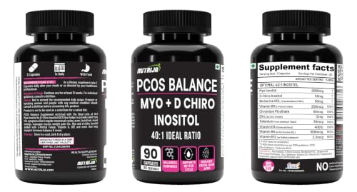 Image of NutriJa PCOS Supplement for Women - Myo-Inositol 2000mg & D-Chiro Inositol 40:1 with Berberine - Supports Hormonal Health, Women's Wellness & Metabolic Support - 90 Veg Capsules