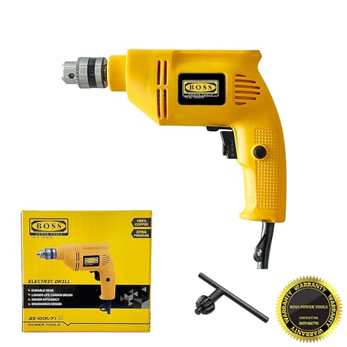 Image of BOSS BS-10(R /F) Electric Drill Machine with Bit Set, 500W, 100% Copper, Chuck 10mm Forward /Reverse Speed Control for Wood, Masonry, Metal Work, 6 Month Warranty