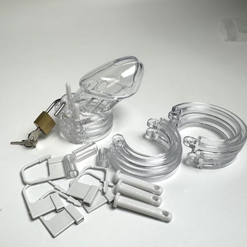 YILUQIFLY Keuschheitskäfige für Männer Peniskäfige BDSM-Fesseln, extreme Sklaven-Sexspielzeuge Fetisch-Sexspielzeuge Kunststoff atmungsaktiv (Transparent, Lang)