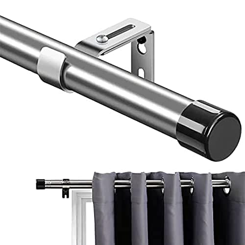 Asta Per Tenda Pesante Telescopica Regolabile 144-416 Cm - Ferro 2,5 Cm Con Staffe - Per Soffitto E Parete