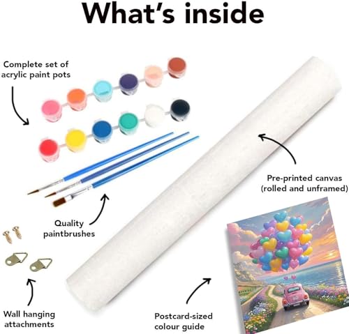 Image of Clendo Balloon Paint by Numbers Kit for Adults, Car Paint by Number for Adults Beginner on Canvas, Ideal Gift Choice for Birthday and Festival, DIY Acrylic Paints for Wall Decor 16x20inch