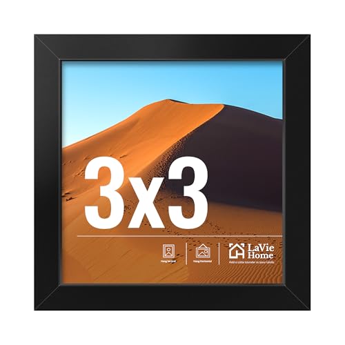 LaVie Home 3x3 Picture Frame for Wall Display, 3x3 Black Picture Frame with HD Plexiglas, 3 x 3 Frame 1 Pack, Display Frame for Vertical or Horizontal, Classic Collection