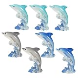 ORFOFE 7 Piezas Figuras Miniatura de Delfín de Resina Resistente Decoración Temática Marina para Manualidades Adornos para Casas de Muñecas y Pasteles