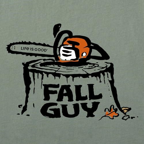 Life is Good. Men's Fall Guy Saw Long Sleeve Crusher Tee, Moss Green2