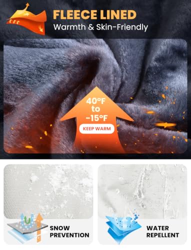 Image of TBMPOY Men's Winter Jackets Skiing Waterproof Snow Thick Fleece Lined Hooded Utility Cold Weather Warm Outdoor Ice Work