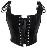 Vikodah Womens Bustier Corset Lace Boned-Top Mesh Tops Renaissance Crop Waist Bodyshaper Gothic Vintage Jacquard Lingerie