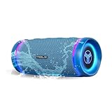 TREBLAB HD77 Blue-Bluetooth Portable Speaker-360° HD Surround Sound-Wireless Dual Pairing-30W of Stereo Sound-DualBass Technology - IPX6 Waterproof Design with up to 20H(Renewed)