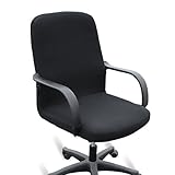 BTSKY Office Computer Chair Covers Stretchy -Polyester Desk Chair/Rotating Chair Cover, Medium Size (Black)